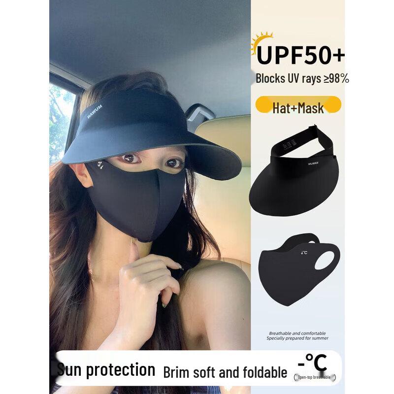 Unisex Anti-UV Sun Visor Hat with Face Mask