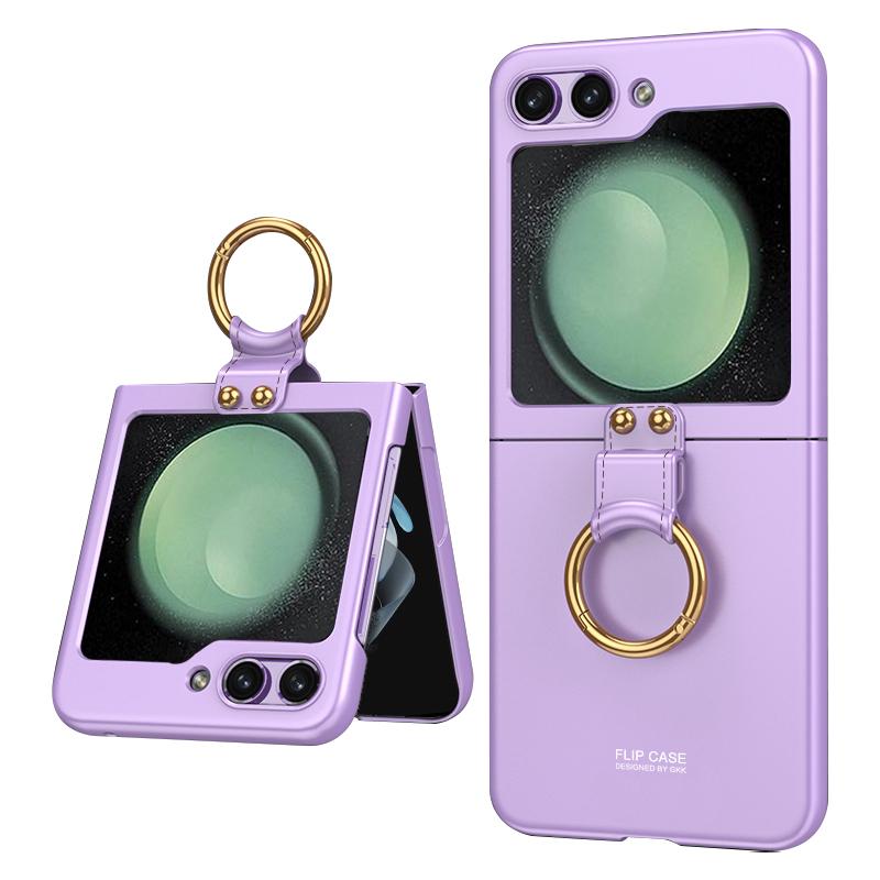 

GKK Shockproof Case for Samsung Galaxy Z Flip5 5G Slim Hard PC Phone Cover with Ring Strap Purple