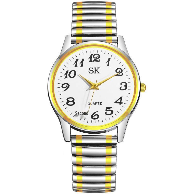Classic Large Dial Quartz Wristwatch with Elastic Band for Seniors - Perfect Father's Day Gift.