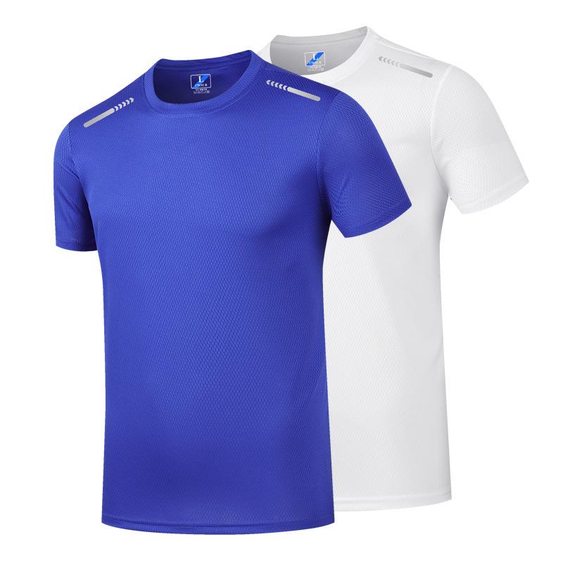 Ice Silk Men's Short Sleeved T-shirt Men's Summer Mesh Youth Breathable T-shirt Sports Quick Drying T-shirt