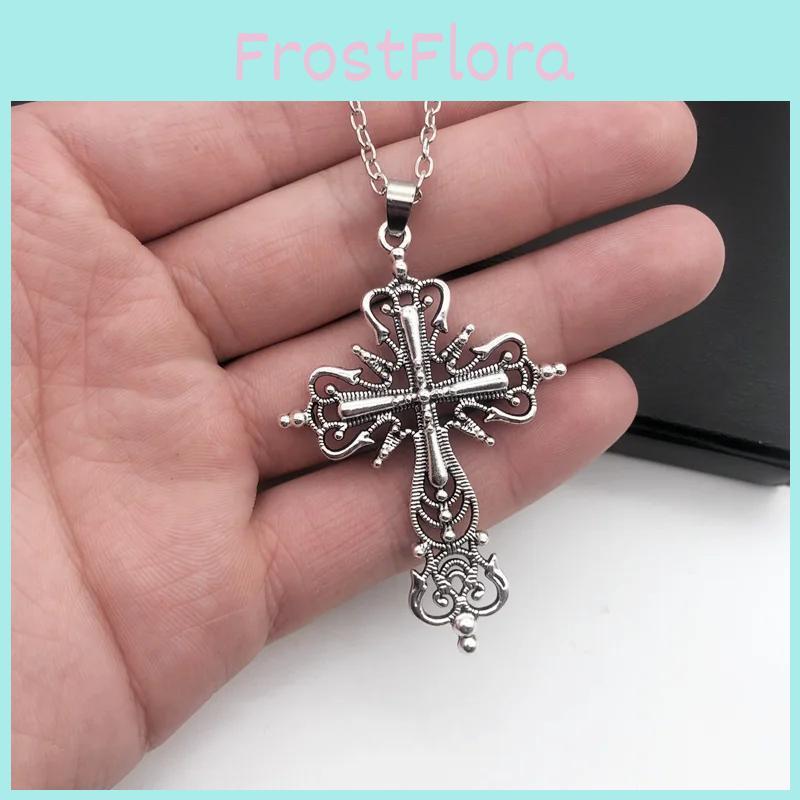 Cross Pendant Necklace Gothic Punk Jewelry Alloy Geometric For Women
