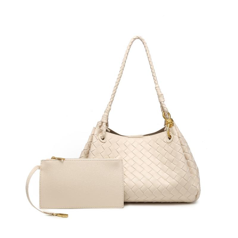 New frosted leather women s bag, parachute, medium woven bag, bow metal buckle, shoulder handbag. 29.5*18.5*20.5cm