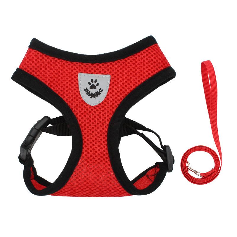 Adjustable Dog Harness Vest Leash Set Outdoor Walking Lead with Collar Pet Safety Strap