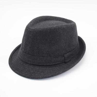 Men's Korean Style Black Wool Fedora - British Jazz Hat for Spring & Autumn