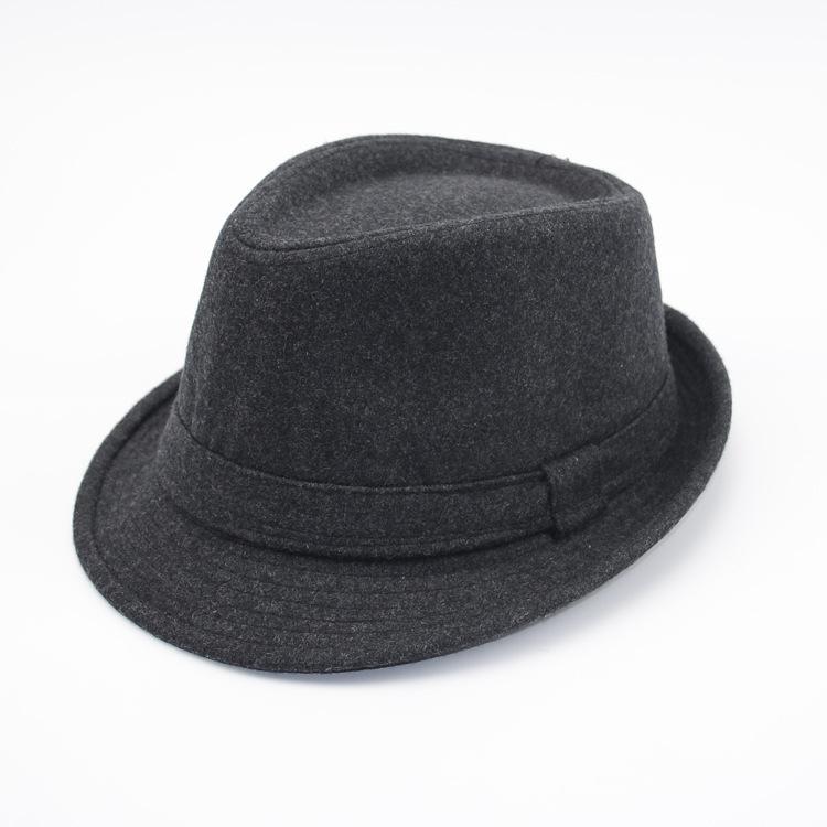 Men's Korean Style Black Wool Fedora - British Jazz Hat for Spring & Autumn