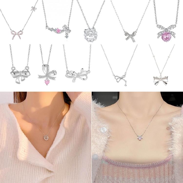 Girls Collar Diamante Bowknot Necklace Jewelry Choker Chain Glinting Crystal