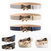 Pu Leather Womens Belt With Metal Bow Knot Buckle For Casual And Office Style