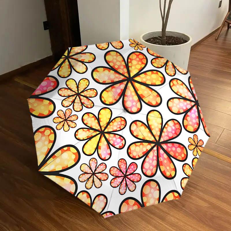 

1pc Flower Pattern Automatic Folding Umbrella, Portable Collapsible Design, 8-Rib Iron Frame, Outdoor Accessory yy250905112