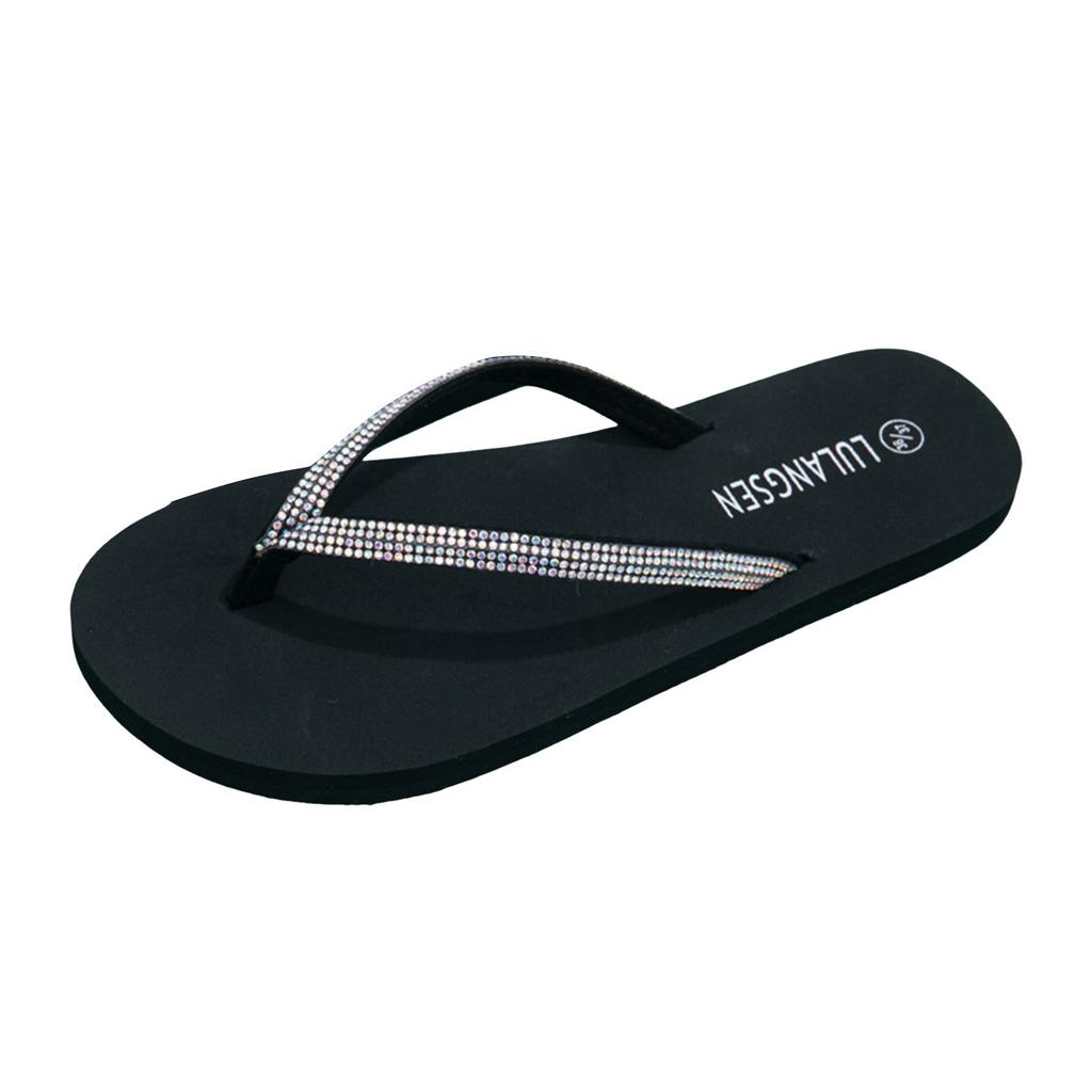 Flip Flop Damen Sommer Damen T-String Glänzend Strass Flache Hausschuhe Für Lässige Freizeitkleidung Strand Flip Flops Pantoufles Femme