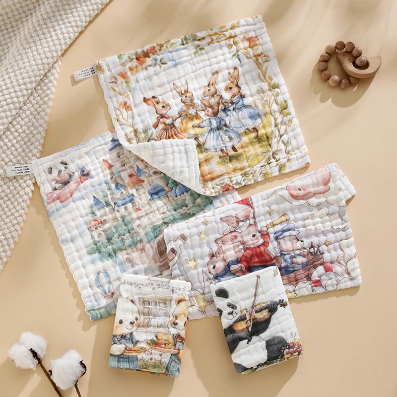 7A Antibacterial Pure Cotton Baby Washcloth - Six-Layer Gauze, Class A, Newborn & Child Towel