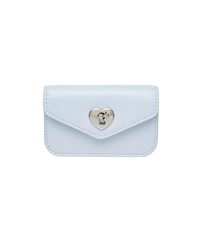 Lemasque Heart Lock Compact Business Card Holder Sky Blue