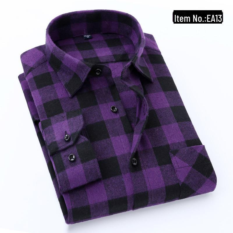 Men's Vintage Plaid Lapel Shirt Jacket - Long-Sleeve Casual Wear for Spring and Autumn