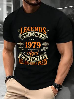 SpringSummer New 45th Vintage Legends Born In 1979 45 Years Old Pattern Printed Cotton Casual Short Sleeve Round Neck Tshirt