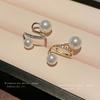 Real Gold Electroplated Zircon Pearl Without Pierced Earrings Ins Retro High-end Earrings Fashionable Versatile Earrings