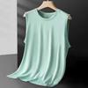Men Vest Sleeveless Round Neck Summer Casual Sport Vest Pure Color Breathable Mesh Athletic Tank Tops