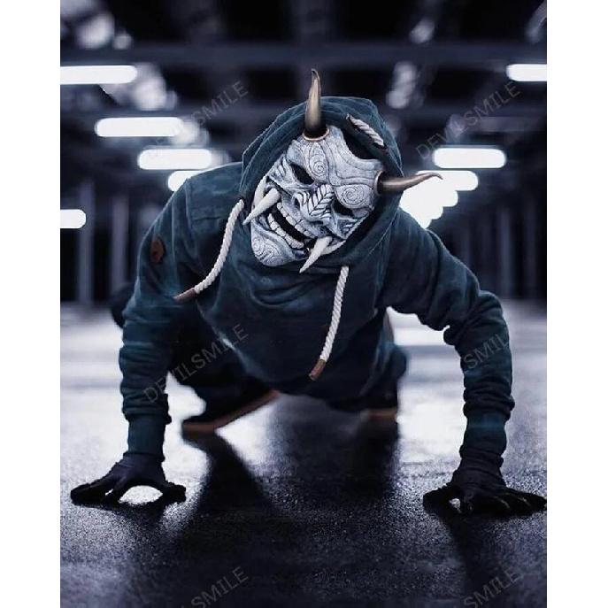 Red Prajna Mask Prajna cosplay Japanese-style latex face mask with fangs Mask of Prajna