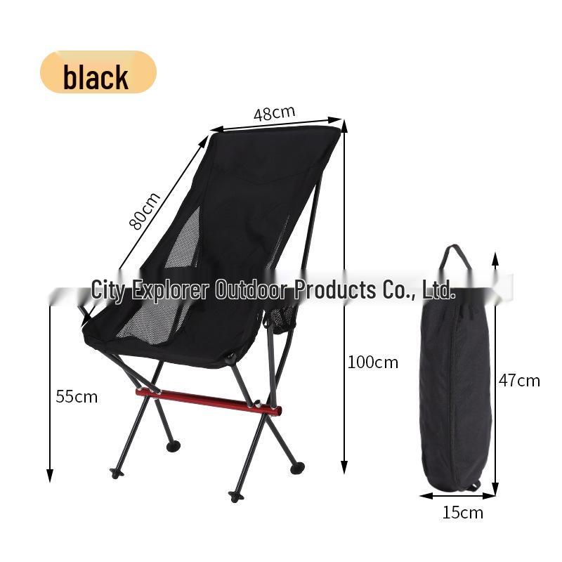 Ultra-light Aluminum Portable Folding Moon Chair with Backrest for Outdoor Camping & Fishing