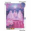 DIY 5D Diamond Painting Kit Cute Ghost Party Pattern Full Drill Rhinestone Art Canvas for Home Wall Decoration Craft Gift