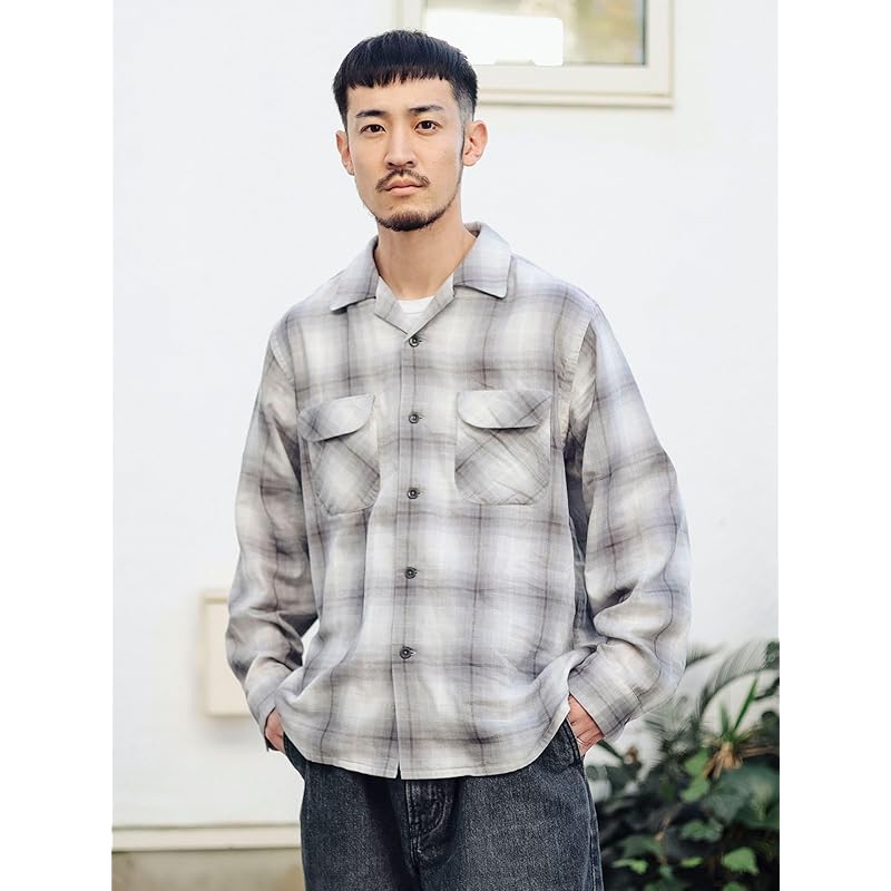 [Beaming Life Store by BEAMS] L/S Shirt [Special Order] PENDLETON Check Open Collar Shirt Men's GREY M_92110387964