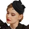 Black Mesh Headdress Stewardess Hat French Temperament Pearl Bow Hair Clip For Women