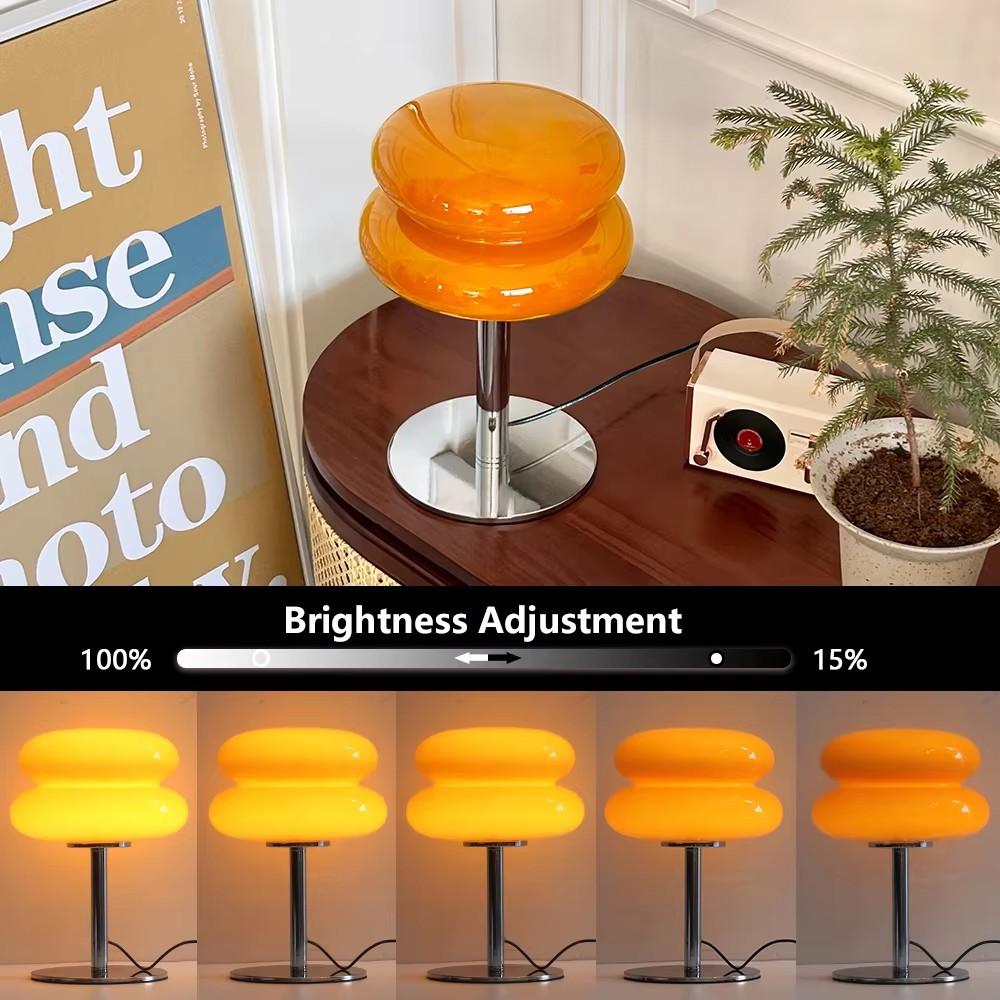 Vintage Table Lamp for Bedroom Mid Century Dimmable Night Light Aesthetic Egg Tart Desk Lamp Ambient Lighting for Living Room