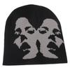 Acrylic Couple Warm Hats Printing Cold Cap Gift Casual Skullies  Men Women