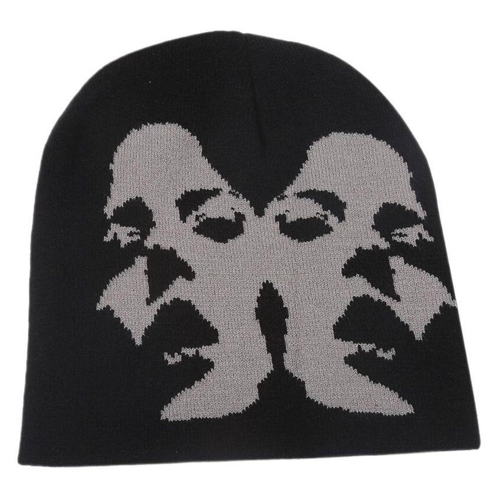Acrylic Couple Warm Hats Printing Cold Cap Gift Casual Skullies  Men Women