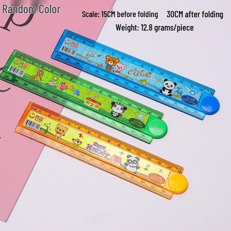 15cm Cartoon Folding Ruler for Kids: Multifunctional, Cute 30cm Wavy Ruler for Primary School Students 30cm
