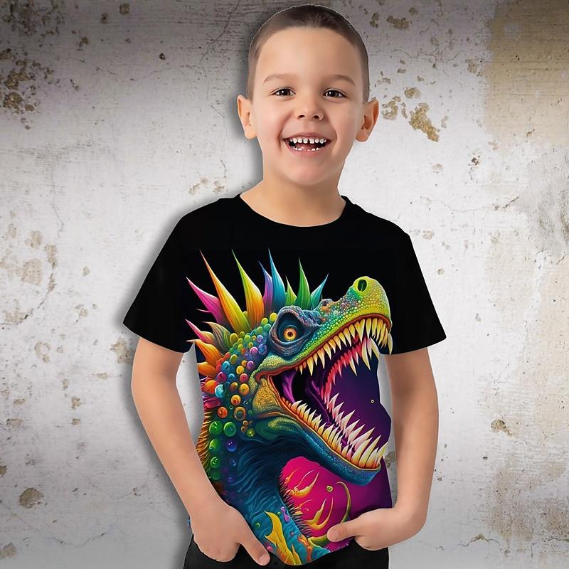 3D Pattern Animal Print Children's T-shirt Short Sleeved Summer Sports Fashion Street Casual Top