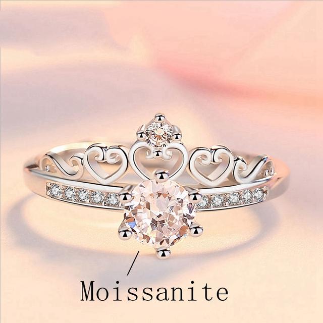 New 925 Sterling Silver Crown Ring For Women Lover Fashion Adjustable Zirconia Moissanite Ring Women Anniversary Jewelry Gift