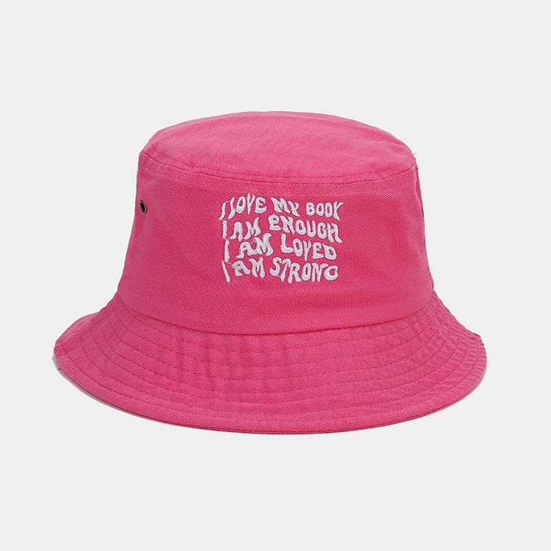 Hat Women's Fashion Summer Letter Embroidered Bucket Hat Men's Outdoor Breathable Sunscreen Sun Hat Versatile Outing Basin Hat
