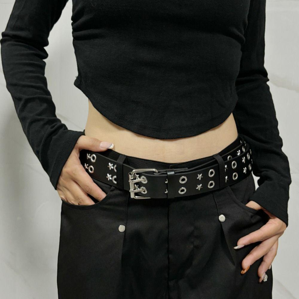 Wide Belt Y2K Leather Belt Jeans Decor Punk Waistband Fashion Rivet Waist Belt  Party