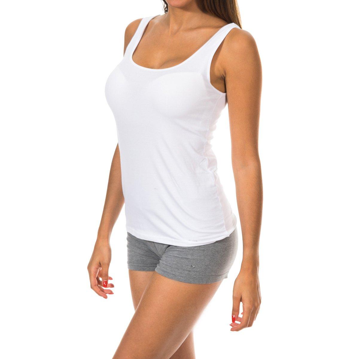 

Женская футболка из легкой ткани с широкими бретелями и круглым вырезом 1045201 L белый