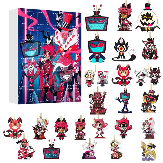Hazbin Hotel Advent Calendar 24 Day Christmas Countdown Box with Unique Window Design Multifunctional Holiday Decoration for Kids Rooms Houses Cars