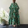 DIMANAF 2024 Plus Size Dress New Summer Basic Loose Women O-Neck Vintage Short Sleeve Big Size Beach Long Dress