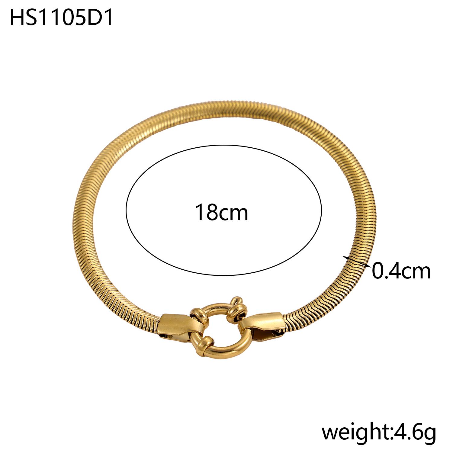 

CARLIDANA Hot Selling Fashion Minimalist Stainless Steel Plated 18K Gold Snake Chain Spring Buckle Pendant Bracelet Women