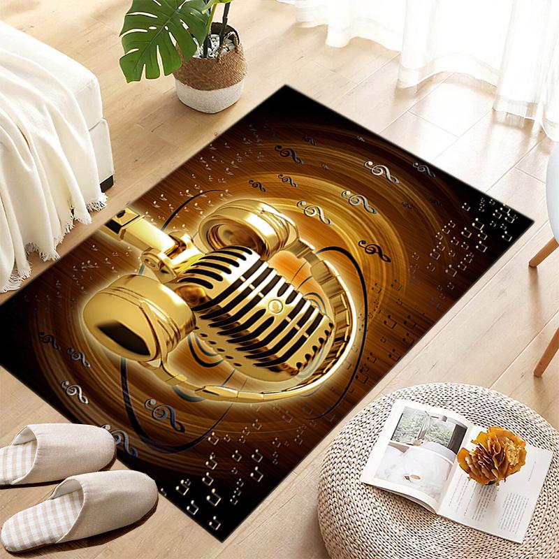 1Pc Musical elements Printed circular carpet, home door mat, outdoor travel protection carpet A10