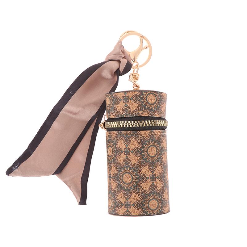 Retro Wood Grain Bucket Coin Purse Fashion Lipstick Bag Mini Storage Bag Earphone Bags Keyring Pendant For Women Girls Gift