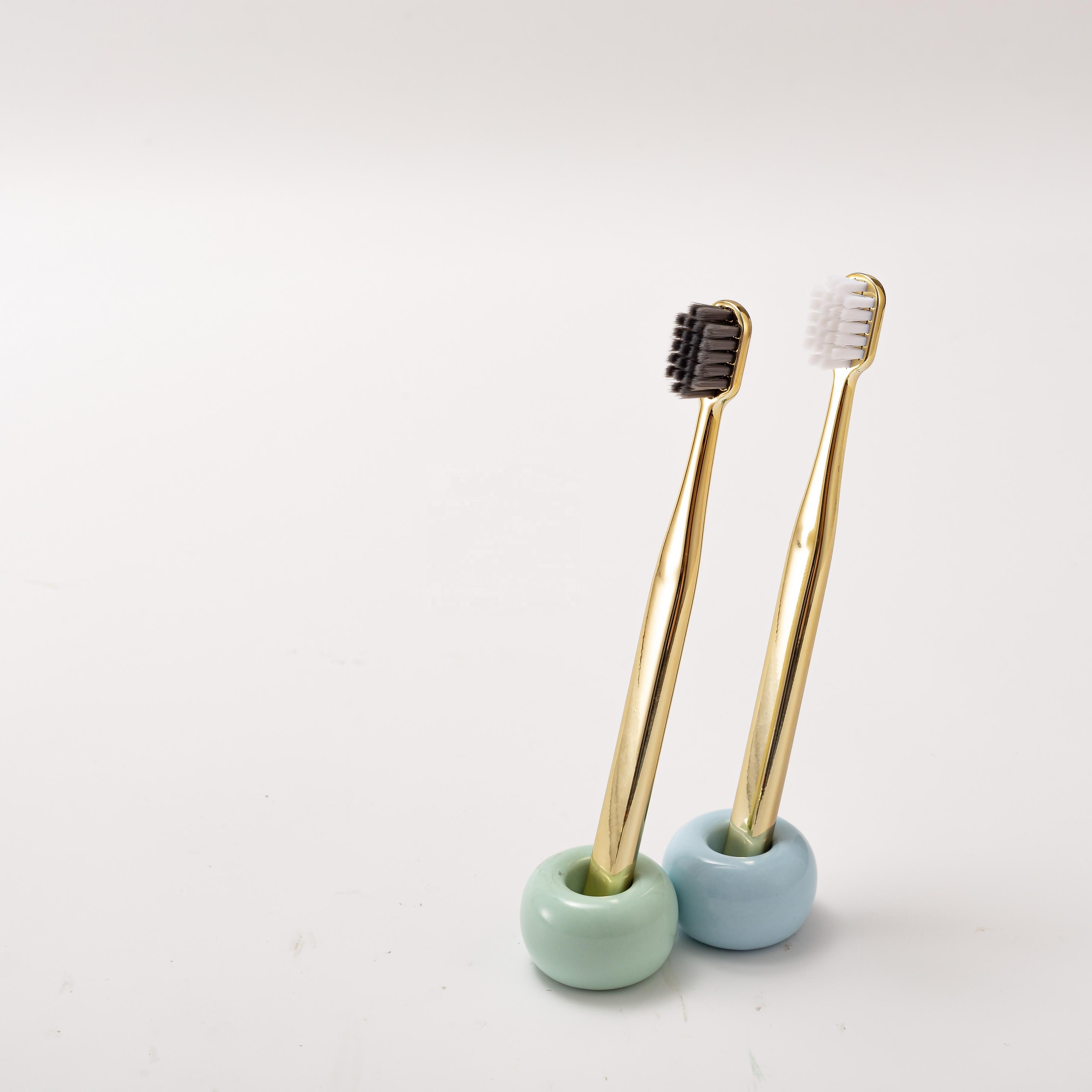 Customization Flat Gold Toothbrush With Stand белый