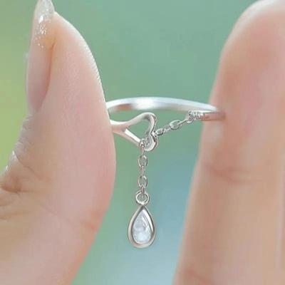 Anello Pendente a Catena a Cuore Stile Europeo e Americano per Donna – Accessorio Semplice, Dolce, da Indossare Tutti i Giorni