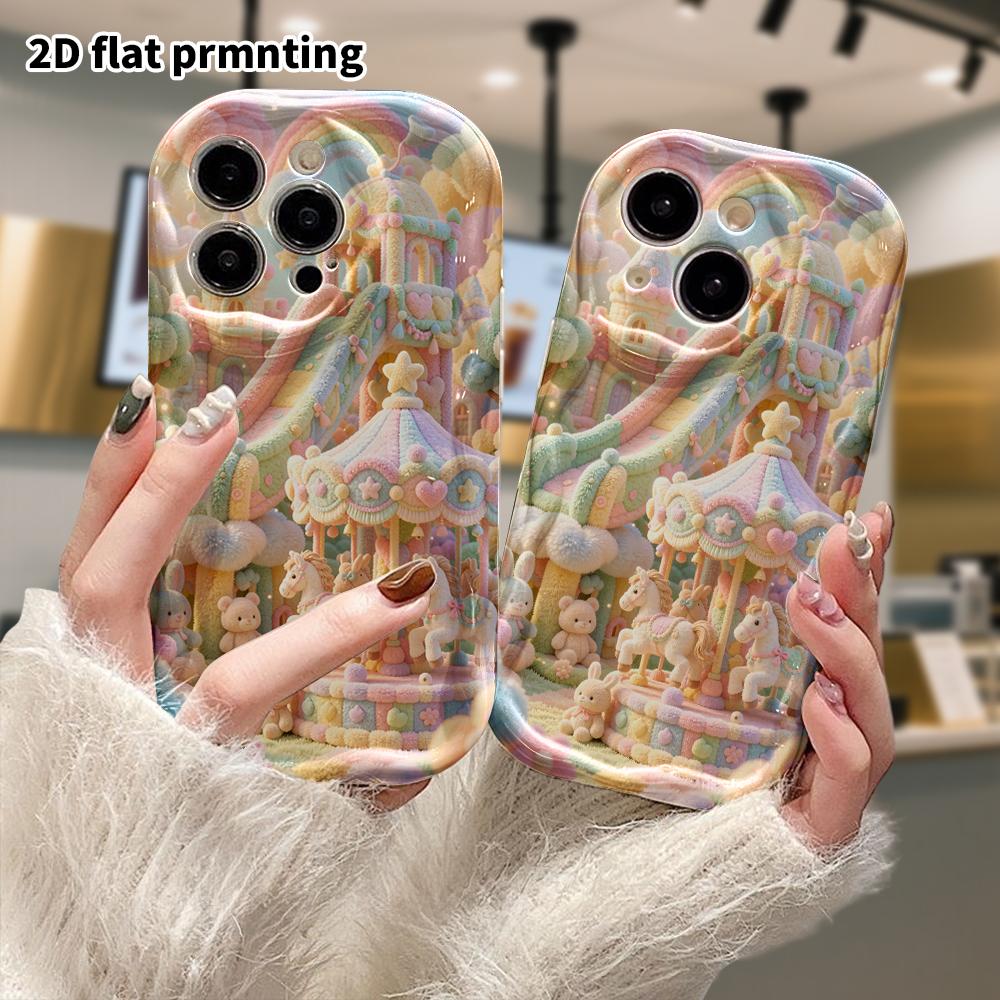 Phone Case: 2D flat, suitable for iPhone 18 17 16 15 14 13 12Pro protective case, fairy tale amusement park, perfect Christmas and Halloween holiday g