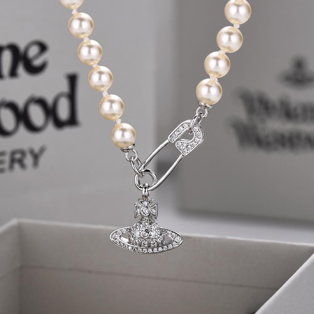 

Женская брошь из стерлингового серебра Сатурн, жемчужное ожерелье - Роскошная подвеска в виде планеты с бриллиантами Counter Edition