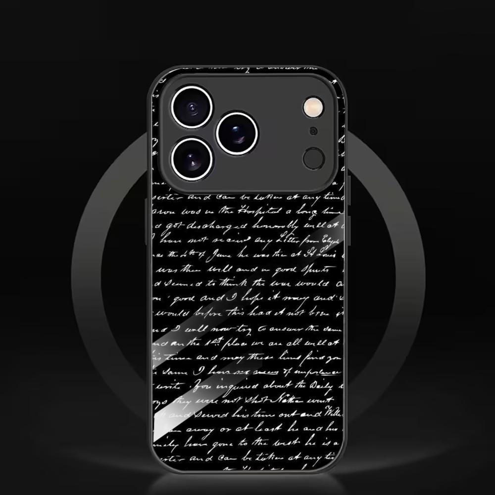 Aesthetic Handwritten Text Glass phone case mobile phones for iphone 17 pro max cover for iPhone 17 16 15 14 13 12 11pm Pro Plus