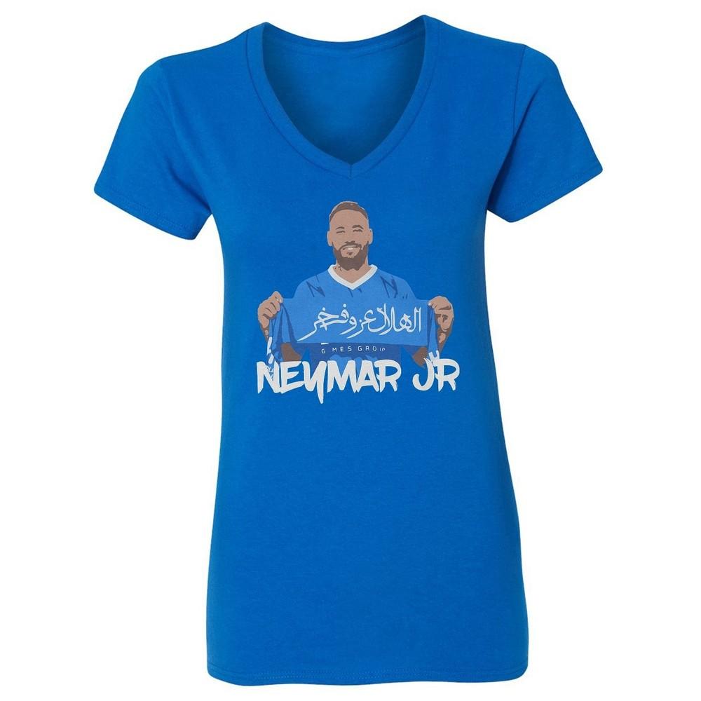 Neymar Jr Saudi Arabia Soccer Star Tribute Ladies039 V-Neck Tshirt