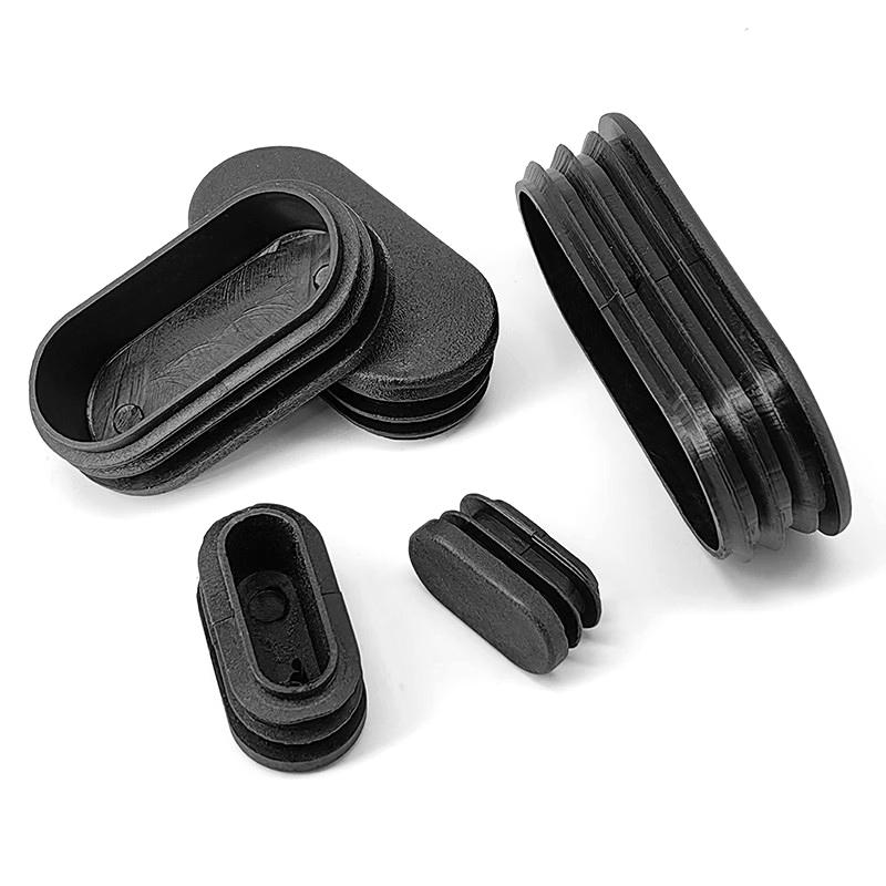 Tapones de Extremo de Cierre de Plástico Rectangular Ovalado Negro para Tubos Tubos Tapones Tapones Tapón para Pies de Mesa Patas de Silla