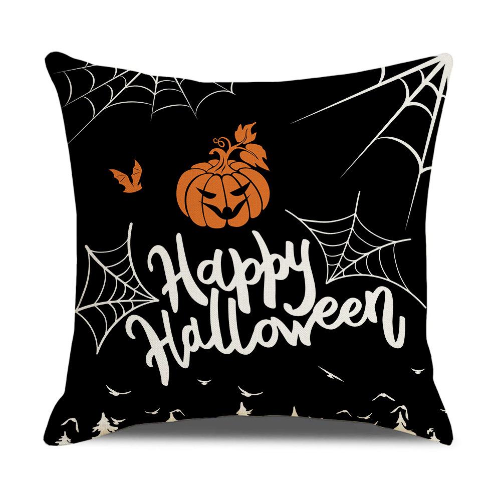 New Halloween Throw Pillow Cover Linen Print Cartoon Pumpkin Cushion Cover Home Cushion