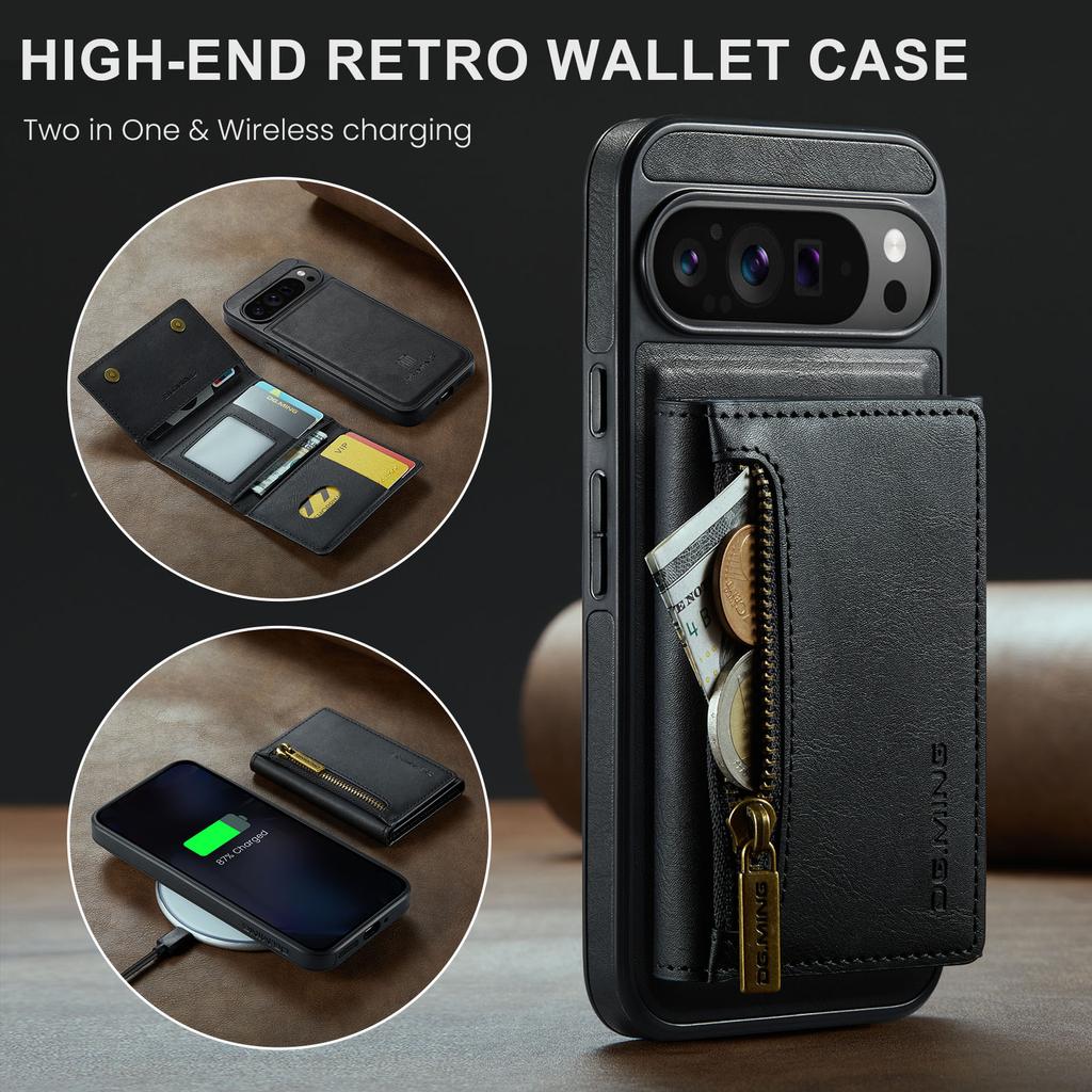 DG.MING M5 Series For Google Pixel 9 Pro XL Case Detachable Magnetic Leather Phone Cover with Card Slots