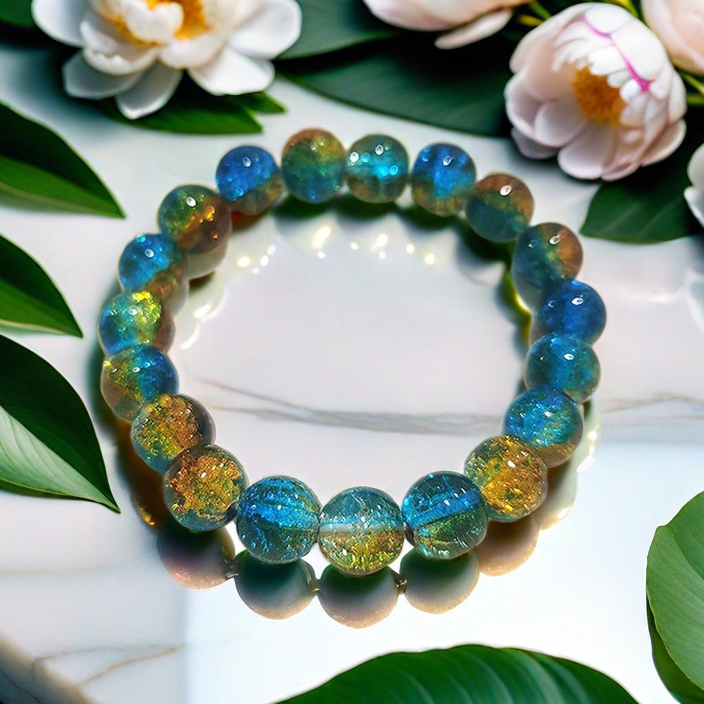 10mm Dopamine Jade Crushed Glass Bracelet: Women's Light Luxury Fidget Beaded Bracelet