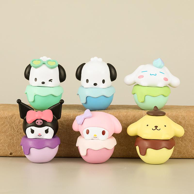 Adorable Pvc Ice Cream Pochacco Cinnamoroll Pompompurin Kuromi Anime Figurines