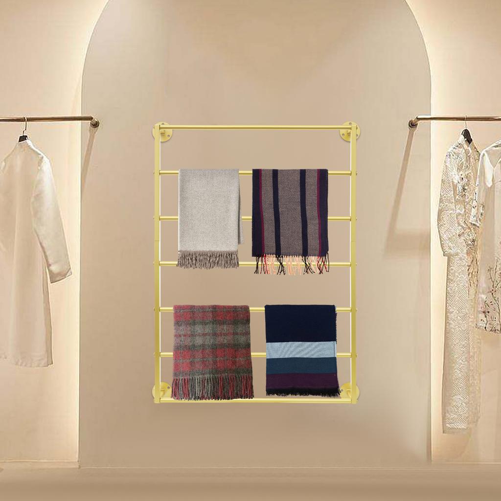 7-Tier Wall Mounted Scarf Organizer, Hanging Storage Rack for Scarves Towels Hats, Durable Carbon Steel Display Shelf Holder